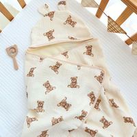 Serviette de bain à capuche pour enfants, imprimée, pour nouveau-né, printemps et été, peignoir de plage, enveloppement pour bébé, motif dessin animé