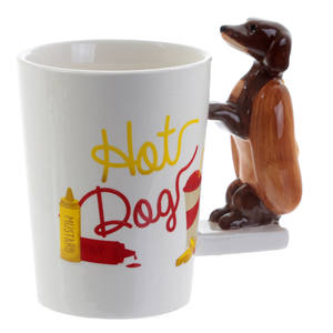 Tasse à lait vintage en céramique 3D, mignonne, <span class=keywords><strong>saucisse</strong></span>, <span class=keywords><strong>chien</strong></span> <span class=keywords><strong>teckel</strong></span>, avec poignée d'animal, gobelet à lait - Product Image 1