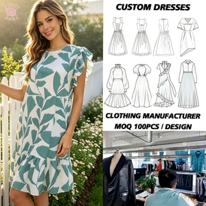 Robe Courte Décontractée SWEET BABE Tendance à Imprimé Feuilles, Manches Volantées, Coupe Ample, Col Rond, Dos Découpé, Idéale pour les Vacances d'Été et la Plage - Product Image 1