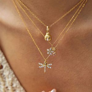 Collier Pendentif Créatif en Acier Inoxydable Plaqué Or 14k 18k avec Zircon, Étanche et Anti-ternissement, pour Femmes et Hommes - Product Image 1