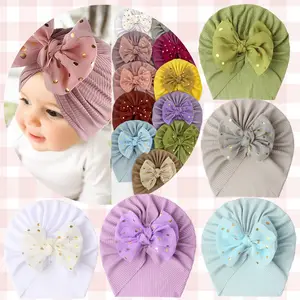 Yiwu Yiyuan Kledingstuk Nieuw Met Schroefdraad Baby Beanie Hoeden Gratis Maat Baby Peuter Cap Strik Baby Winter Hoed Zonnebrandcrème Ademend