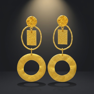 Brass Gemstone Handmade <b>Boho</b> Ethnic Unisex Earrings Rhodium Plated Fashion - Product Image 2