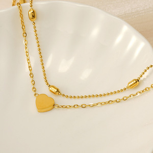 Nouvelle chevillère en acier inoxydable plaqué or en forme de cœur |   Bracelet de cheville à double chaîne avec breloque délicate pour femme |   Tendance et élégant - Product Image 6