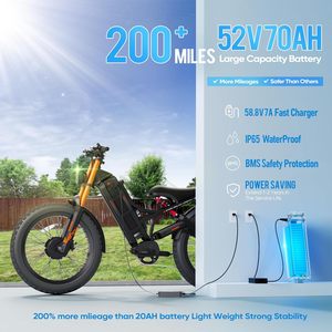 Bicicleta Eléctrica de 60V para Adultos, Motor de 250w, Batería de 60V 80Ah, 16 mph, Neumáticos Gruesos de 26"*4.0", 7 Velocidades, Bicicleta Eléctrica de Montaña Todoterreno - Product Image 4