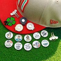 Nouveau marqueur de balle de golf promotionnel personnalisé 25 mm en alliage de zinc magnétique avec clip, finition nickel brillant/noir/doré et impression UV émaillée
