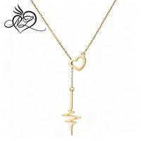 Collier Lariat Y de battements de cœur en acier inoxydable 18k, livraison gratuite