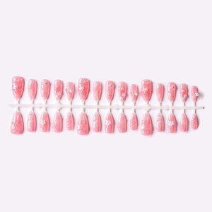 Faux Ongles à Presser Artisanaux 3D Papillon Floral Fée Rêveuse Rose Transparent Amande pour Mariage et Art des Ongles Vente en Gros - Product Image 5