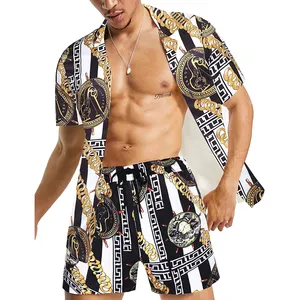 Shinesia fornitore all'ingrosso camicia hawaiana da uomo tuta stampata pantaloncini 2 pezzi