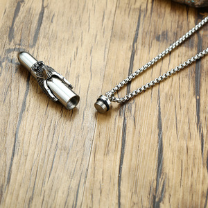 Personalizar recuerdo joyería puede abrir águila bala diseño plata oro Acero inoxidable urna cenizas cremación cadena colgante collar - Product Image 6