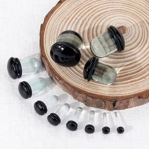 زوج واحد من موسعات الأذن الزجاجية القصيرة المستدقة 1.6-16 مم، أنفاق وسدادات لتمديد الأذن، مجوهرات ثقب الأذن ذات طابع شخصي - Product Image 1