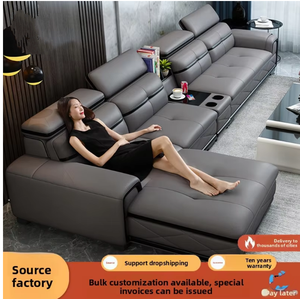 طقم أريكة زاوية على شكل حرف L من الجلد الصناعي الحديث مع 3 مقاعد قابلة للإمالة، مقاوم للماء وخدوش القطط، مناسب تمامًا لغرفة المعيشة - Product Image 2