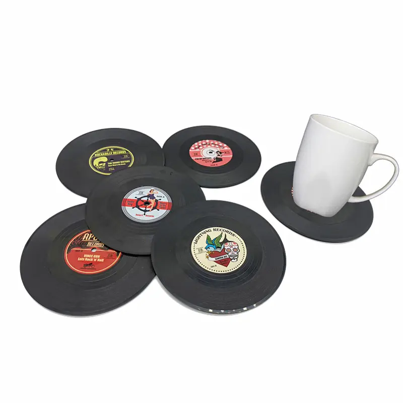 Sous-verres en vinyle avec logo personnalisé, vente en gros, lots de tasses, tapis de gobelet en caoutchouc PVC souple, 1 pièce