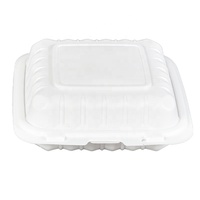 Boîte à lunch jetable blanche en gros, en plastique PP/MFPP, compatible micro-ondes, avec couvercle, pour plats à emporter