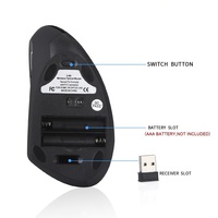 2.4G Wireless USB Left Handed Ergonomic Optical Vertical Mouse-800/1200/1600 DPI 6 Buttons RGB Backlit for Laptop Desktop PC