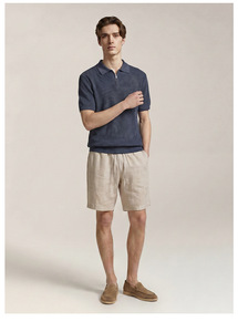 Vente d'usine : Shorts en lin délavé style streetwear pour hommes, brodés, écologiques, respirants, vintage, 100 % lin - Product Image 3
