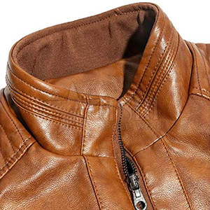 แจ็กเก็ตหนังสีน้ำตาลทรงสลิมฟิตสำหรับผู้ชายดีไซน์แฟชั่นแนวสตรีทสำหรับฤดูหนาว - Product Image 5
