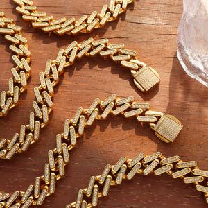 2024 Wholesale Anti-Allergy High Polish PVD Gold Plated Stainless Steel Moissanite <b>Cuban</b> Bracelet - Product Image 2