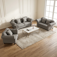Ensemble de canapés Chesterfield en cuir postmoderne capitonné (2+3 places) – Luxe moderne pour salon de villa/maison