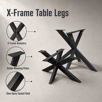Base de table moderne industrielle circulaire pour restaurant, structure en X, base de table en métal pour table basse