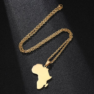 Pendentif dames en acier inoxydable plaqué or et argent, collier en forme de carte d'afrique, bijoux, cadeau de noël, offre spéciale - Product Image 4
