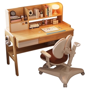 Escritorio de estudio de almacenamiento de madera maciza duradero ergonómico con estantería y cajón, mesa de estudio ajustable en altura para oficina en casa barata para niños - Product Image 6