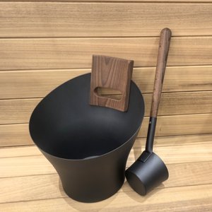 Accessori per <span class=keywords><strong>Sauna</strong></span> in Legno Massello di Cedro Rosso e Alluminio: Secchio, Mestolo, Termometro, Igrometro, Finestre a Traversa, Design Tradizionale - Product Image 6