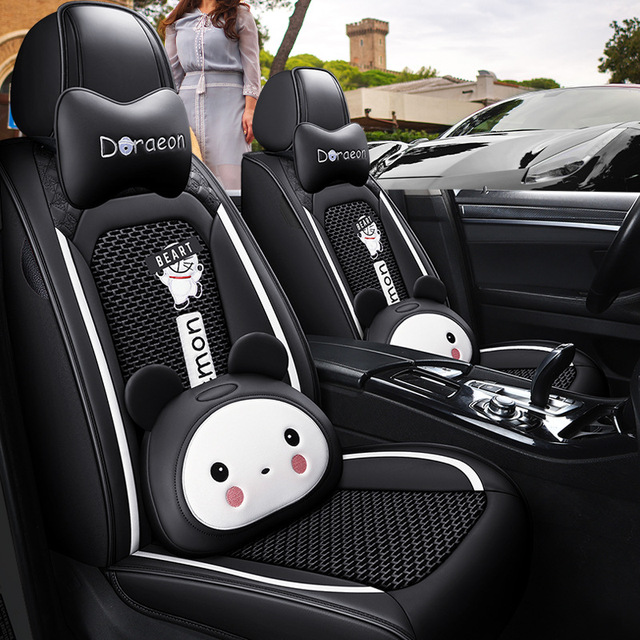 PU PVC Leather Car Seat Cover Universal Fit for 5 Seats Full Set Car Seat Cover Bright Colour for Women