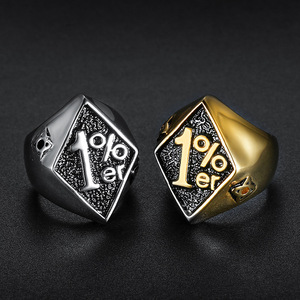 1% 에르 토템 넘버 18K 금도금 방수 스테인리스 변색 방지 패션 주얼리 반지 남성용 도매 - Product Image 1