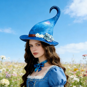 Sombrero de Bruja Luling Yaoyao Azul con Diseño Floral, Talla Única, Accesorio de Disfraz para Fiestas - Product Image 1
