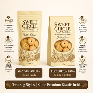 Bolsas Personalizadas para Galletas con Ventana Ovalada, Cierre Hermético, Base Plana, para Galletas <span class=keywords><strong>de</strong></span> Mantequilla, Chispas <span class=keywords><strong>de</strong></span> Chocolate y <span class=keywords><strong>Obleas</strong></span> - Product Image 5
