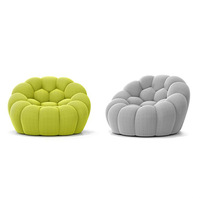 Fauteuil d'appoint convertible rond capitonné en tissu, rembourré en éponge, style canapé bulle pour salon et chambre