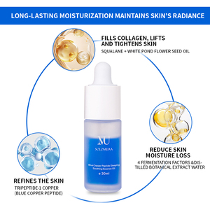 Produits de beauté purs à l'acide hyaluronique 30ml Blanchiment du visage Anti-rides Cellules souches Peptide de cuivre bleu Soins de la peau Sérum GHK-Cu - Product Image 5