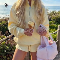 Ensemble décontracté tendance pour femme automne 2026 : sweat-shirt à quart de zip et short, survêtement oversize personnalisé