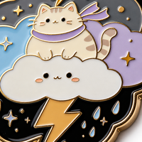 Épinglette en alliage de zinc émaillé souple For Cloud Lightning, design antique et moderne, badge métallique Kawaii pour veste et sac à dos, plaqué or