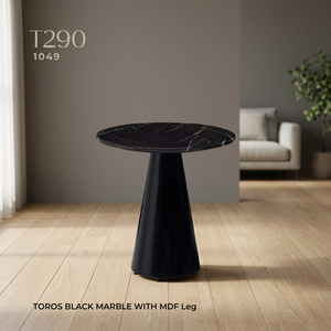 <b>Black</b> Marble <b>Round</b> Coffee <b>Table</b> Conical Pedestal <b>Side</b> <b>Table</b> Modern Living Room Furniture - Product Image 3