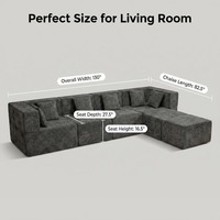 Canapé-lit modulaire sectionnel moderne en velours côtelé en forme de L, 3 places, avec ottoman, écologique, durable, sans assemblage, mousse à mémoire de forme, pour école et atelier