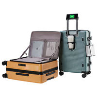 Ensemble de bagages 3 pièces 20 pouces extensible avec valise en PC texturé, roues silencieuses pivotantes et port de chargement USB