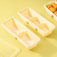Boîtes à lunch jetables en amidon de maïs - Biodégradables - Qualité alimentaire - Style japonais - Deux ou trois compartiments - Capacité de 500 ml