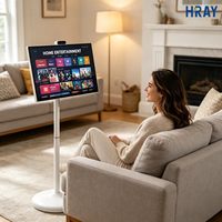 HRAY Layar Sentuh Mobile 32 Inci dengan Dudukan Lantai, Baterai 10000mAh untuk Menonton Drama di Kamar Tidur, Obrolan Video Harian, Mendukung OEM ODM