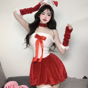 Costume de Cosplay de Lapin <span class=keywords><strong>Sexy</strong></span> Tenues de Nouvel An Robe Sans Bretelles en Peluche Jeu de Rôle Vêtements de Nuit Costume de Club de Fête de Noël - Product Image 6