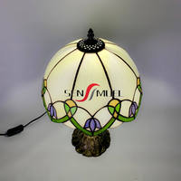   Lampe de bureau en verre mosaïque coloré, lumière décorative de nuit, style classique antique, lampes d'éclairage