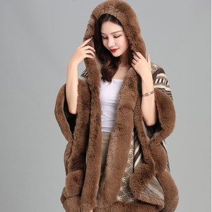 Châles et étoles pour femmes, <span class=keywords><strong>cape</strong></span> en fourrure luxueuse pour femmes, châle chaud pour l'hiver, cadeau de Noël, étole à capuche pour l'automne et l'hiver - Product Image 3