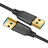 Cable USB a USB 3.0 de 5 Gbps, Cable Macho a Macho de Nailon Resistente, Compatible con Disco Duro/Ventilador de Refrigeración