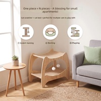 Winners-tqxm Arbre à chat en bois à double niveau, Lit pour chat, Griffoir, Durable, Anti-déchirure, Grand transat multi-niveaux, Simplicité