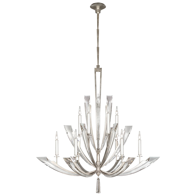 Nouveau luminaire élégant grand lustre en cristal luxe argent suspension éclairage pour salon salle à manger