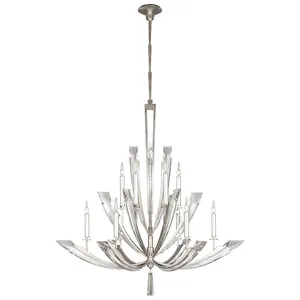 New Elegant Luminary Large Crystal Chandelier Luxury Silver Pendant Lamp Lighting For Living Room Dining Room