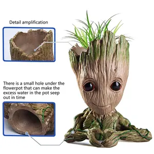 The Galaxy Groot Toy Hand Up Pen Flower Pot Guardianes Action Figure Baby Groot Flower Pot Baby Tree Man Model Figure Action