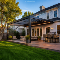 Pergola commerciale en aluminium thermolaqué avec toit à lames motorisé, imperméable, pour balcon, restaurant extérieur, hôtel, patio