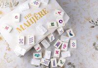 Coffret de Mahjong de Luxe Américain 160 Tuiles en Acrylique Blanc Gravé à 2 Couches Thème Hiver – Cadeau d'Anniversaire