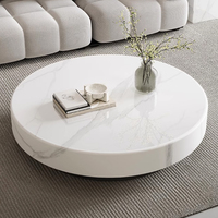 Hochwertiger Wohnzimmer-Couchtisch aus Marmor, Modern und Schlicht, Runder Kaffeetisch für Kleine Apartments HSL237